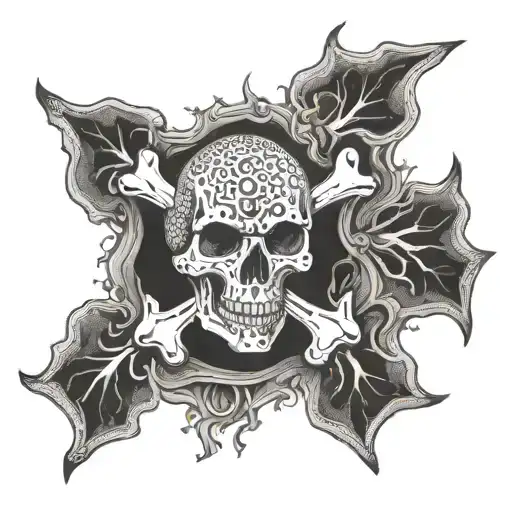 fire and bones  tattoo design idea