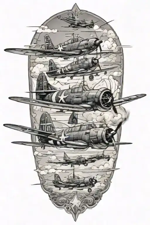 WWII air battle scene  tattoo design idea