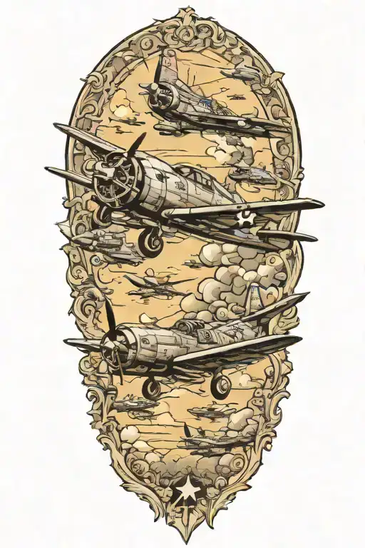 WWII air battle scene  tattoo design idea