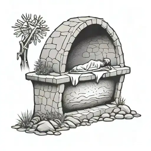 jesus' empty tomb tattoo design idea