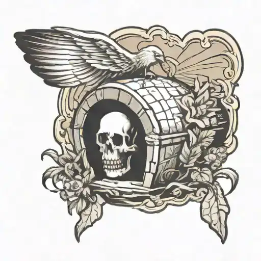  empty tomb stone rolled away tattoo design idea