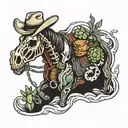skeleton cowboy with cactus tattoo design idea