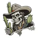 skeleton cowboy with cactus tattoo design idea