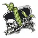 skeleton cowboy with cactus tattoo design idea