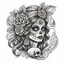 sugar skull gypsy girl tattoo design idea
