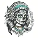 sugar skull gypsy girl tattoo design idea