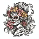sugar skull gypsy girl tattoo design idea