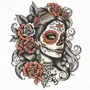 sugar skull gypsy girl tattoo design idea