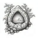 jesus' empty tomb tattoo design idea