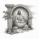 jesus' empty tomb tattoo design idea