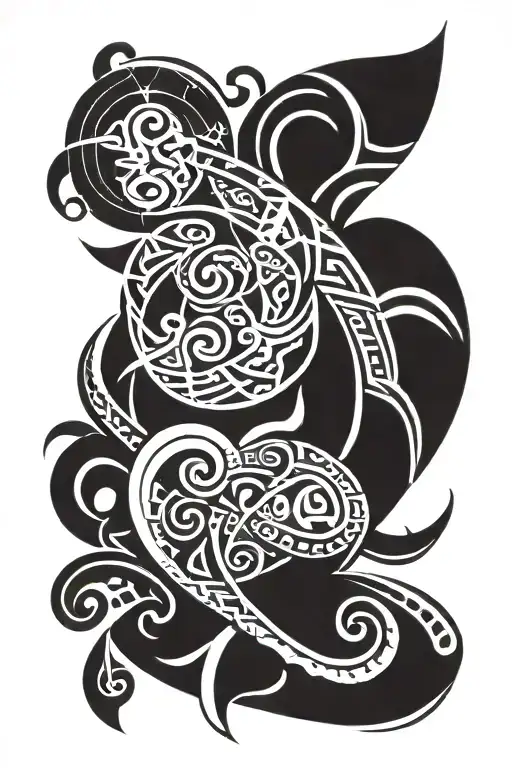 Maori sleeve tattoo about family and religion and protection over that tattoo design idea