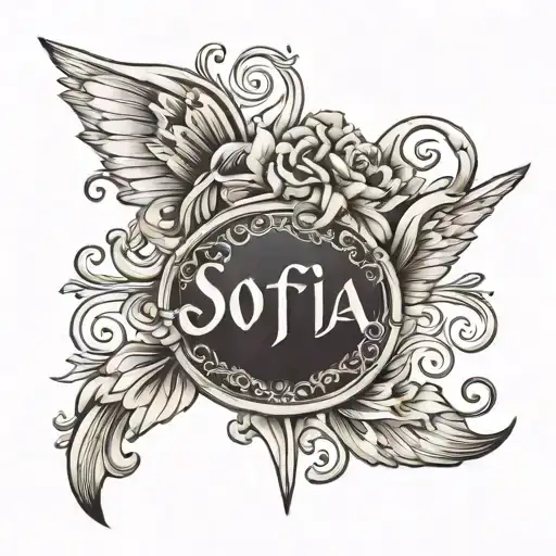 "Sofia" written in an elegant way The design tattoo design idea