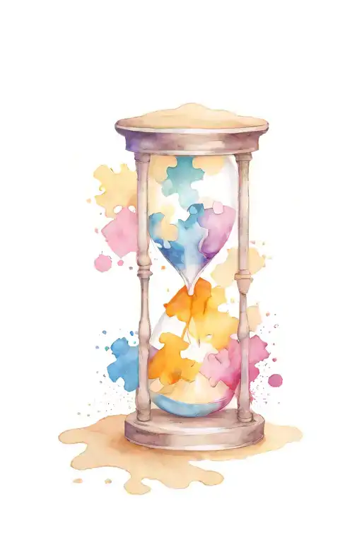 hour glass with puzzle pieces instead of sand  tattoo design idea