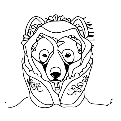 mama bear with 4 cubs tattoo design idea