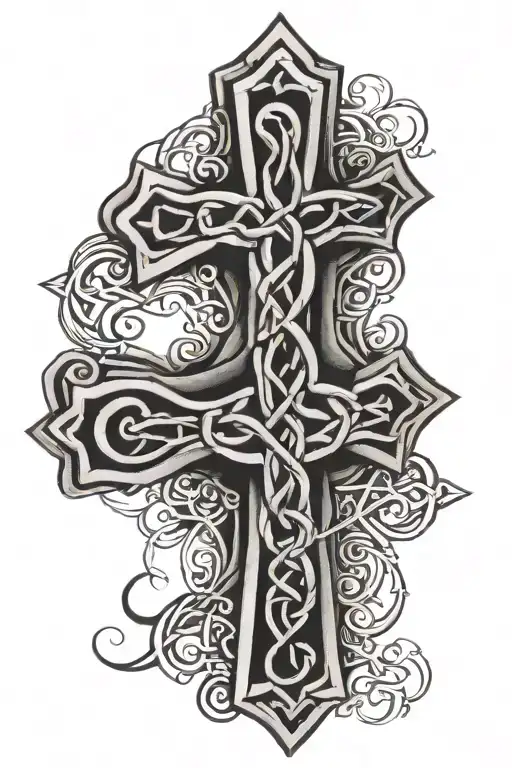 Celtic knot design incorporating A CELTIC CROSS AND THE TRINITY CELTIC KNOT tattoo design idea