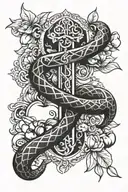 biblical cross,apple and snake  tattoo design idea