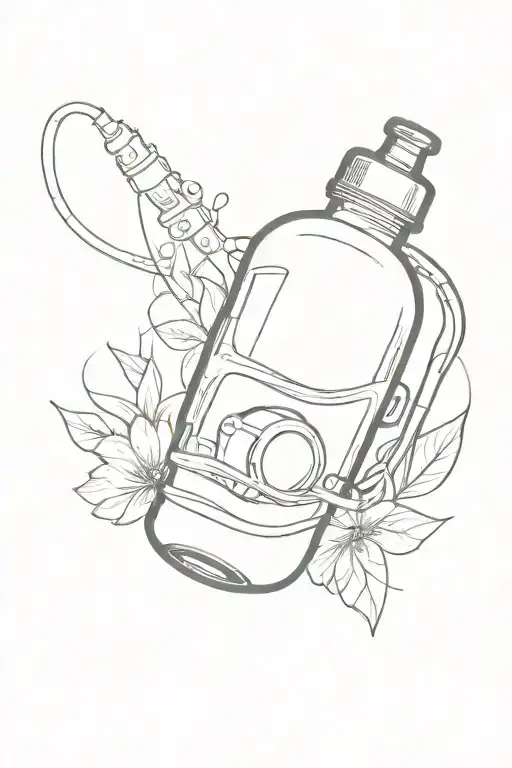 oxygen bottle with mask tattoo design idea