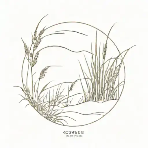 coastal dune grass field tattoo design idea