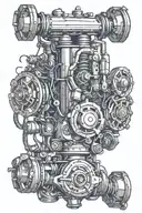 biomechanics engine shock absorber tattoo design idea