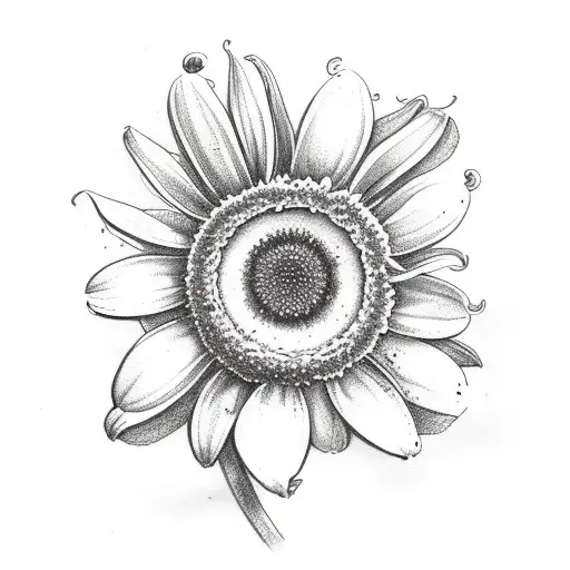 Daisy with lily of valley and nature and outer space tattoo design idea