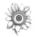 Daisy with lily of valley and nature and outer space tattoo design idea