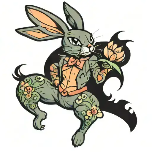 gay playboy bunny with black background tattoo design idea