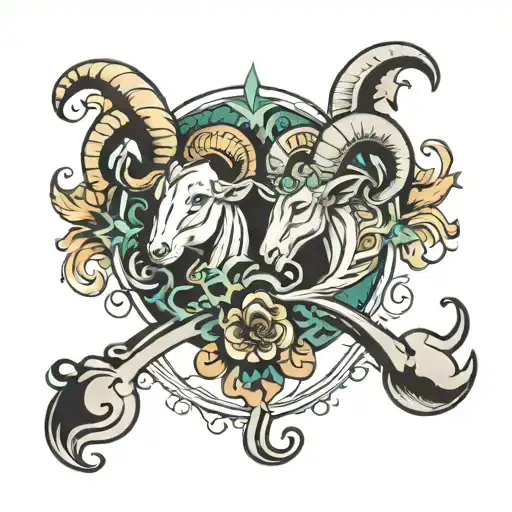 zodiac sign Aries and Aquarius tattoo design idea