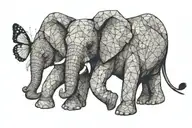 baby elephant with butterfly tattoo design idea