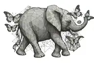 baby elephant with butterfly tattoo design idea