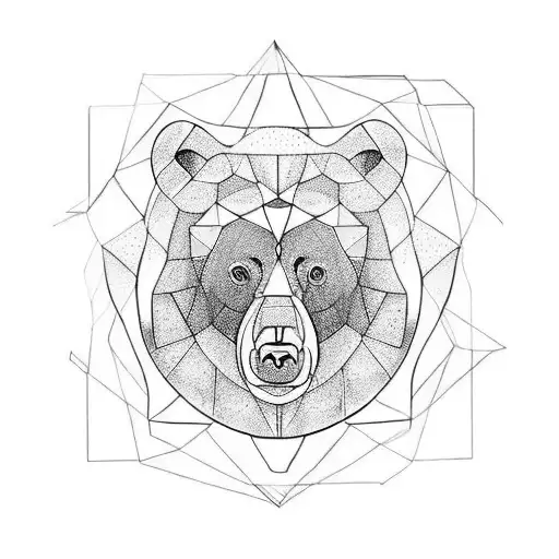 Bear spirit guide emerging from a geometric portal tattoo design idea