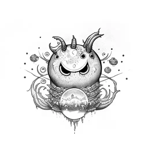 boo monster ink rainbow  tattoo design idea