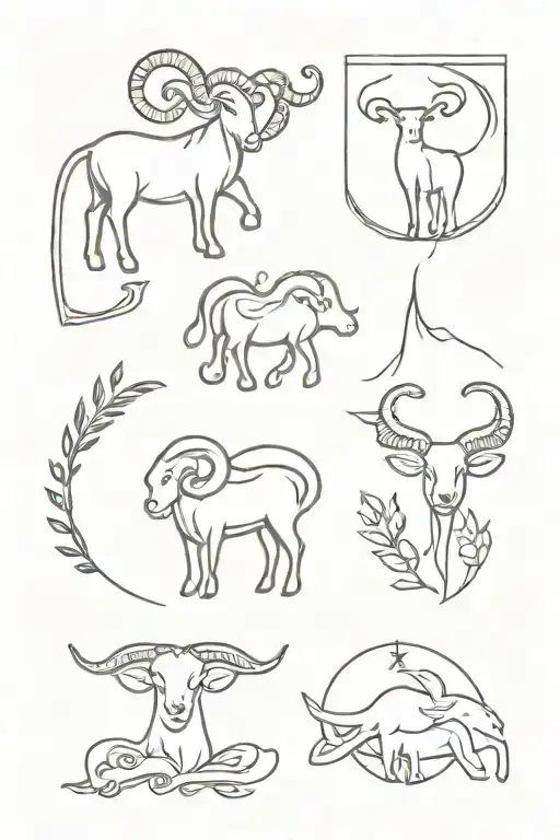 Aries, Cancer and Libra zodiac sign tattoo design idea