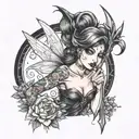 goth Ariel mermaid warrior holding tattoo design idea