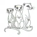meerkat next to panda next to frog next to giraffe tattoo design idea