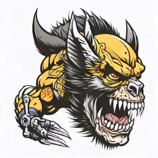 wolverine animal with skull  tattoo design idea