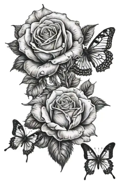 rose and butterfly tattoo tattoo design idea