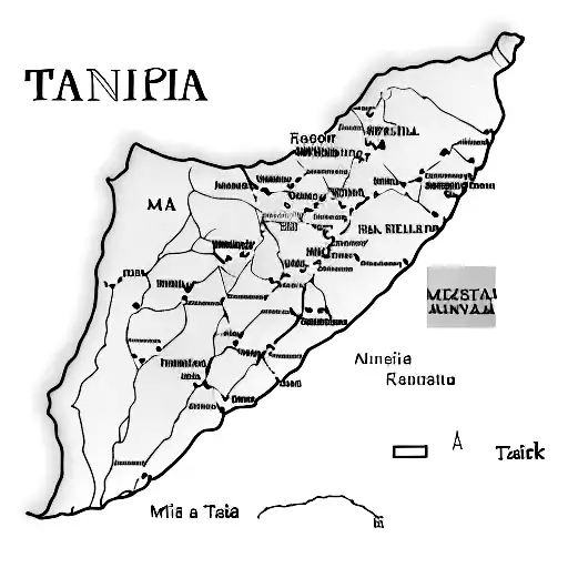 map of tunisia with three names:maya, rayan, fares tattoo design idea