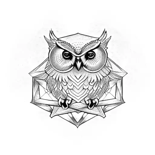freemason owl hexagon tattoo design idea