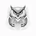 masonic owl hexagon tattoo design idea