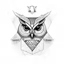 masonic owl hexagon tattoo design idea