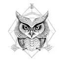 masonic owl hexagon tattoo design idea