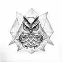 masonic owl hexagon tattoo design idea