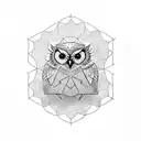 freemason owl hexagon tattoo design idea