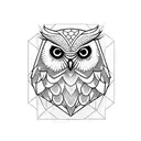 freemason owl hexagon tattoo design idea