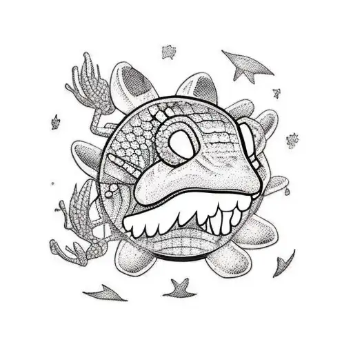 cartoon alligator, potted cactus, cartoon panda tattoo design idea