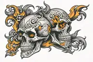 skulls flames neck tattoo tattoo design idea