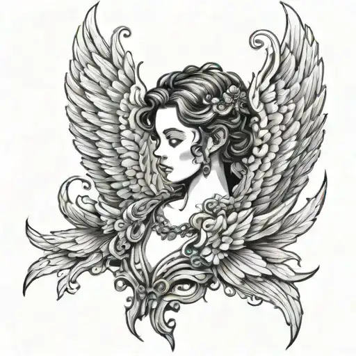 devil wing and angel wing separately on each side of the neck  tattoo design idea