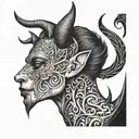 neck tattoo on the left side below the ear illustrated as a devil wing, neck tattoo on the right side below the ear llus tattoo design idea