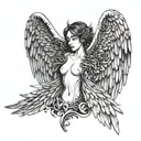 devil wing and angel wing separately on each side of the neck  tattoo design idea