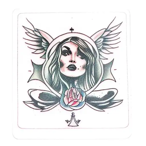 female tarot card tattoo design idea